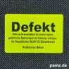 DEF_01_GE: Das gelbe "Defekt" Etikett DGUV-V3