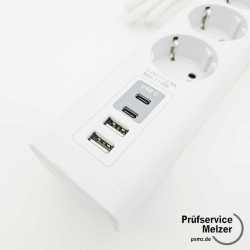 Mehrfachsteckdose 5-fach mit Schalter und USB Buchse, geprüft nach DGUV-V3